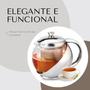 Imagem de Chaleira De Vidro Revestida em aço inoxidavel Com Infusor Inox Bule Cha 750ml