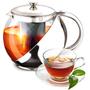 Imagem de Chaleira De Vidro Revestida em aço inoxidavel Com Infusor Inox Bule Cha 750ml