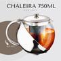 Imagem de Chaleira De Vidro Revestida em aço inoxidavel Com Infusor Inox Bule Cha 750ml