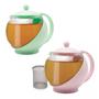 Imagem de Chaleira de vidro rosa ou verde com infusor de inox para chá 750ml ou 1250ml
