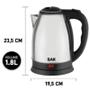 Imagem de Chaleira Elétrica BAK Com Base Removível Jarra Bule Fervura Inox 220V 1.8L