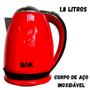 Imagem de Chaleira Elétrica De Inox Premium Bak 1,8 Litros Vermelha 110v