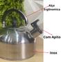Imagem de Chaleira Inox 2000ml Com Apito Decoração Bule Cozinha Água