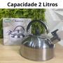 Imagem de Chaleira Inox 2000ml Com Apito Decoração Bule Cozinha Água