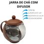 Imagem de Chaleira Jarra De Vidro Com Infusor Filtro Inox Bule De Chá 1,25L Marron