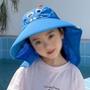 Imagem de Chapéu Boné de Sol Verão Praia Piscina Protetor Contra Raios UV com Apito Desenho Animado Azul