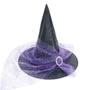 Imagem de Chapéu De Bruxa Cloe Com Véu Roxo Halloween Fantasia