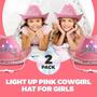 Imagem de Chapéu de cowgirl Bedwina Light Up Pink para meninas, pacote com 2