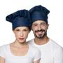 Imagem de Chapeu de Cozinheiro Jeans Chef Touca Azul Unissex Ajustavel