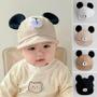 Imagem de Chapéu Infantil de Algodão com Orelhas de Urso - Gorro de Pico com Viseira para Meninos e Meninas