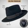 Imagem de Chapéu Para Eventos Sociais Marcatto Oficial Fedora Feltro De Lã Preto Leve E Confortável Ref. 4099