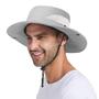 Imagem de Chapéu Sun Bucket PFFY para homens UPF 50+, aba larga, cinza