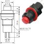 Imagem de Chave Botão Push Button DS-211 250VAC, 1A, 2T com Trava Vermelho - Kit 10 Peça
