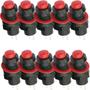 Imagem de Chave Botão Push Button DS-211 250VAC, 1A, 2T com Trava Vermelho - Kit 10 Peça