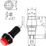 Imagem de Chave Botão Push Button PBS-11A 250VAC 3A 2T com Trava Vermelho - Kit 10 Peças