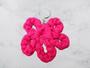 Imagem de Chaveiro de croche, artesanal, exclusivo, cores  rosa, pink, azul, cinza formato coração e flores.