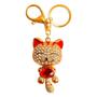 Imagem de Chaveiro Maneki Gato da Sorte Metal Com Strass Vermelho