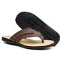 Imagem de Chinelo Casual em Couro Pires Shoes de Dedo com Tira Larga e Costura Manual