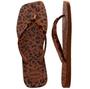 Imagem de Chinelo havaianas feminino slim square animal print marrom ferrugem onça quadrada