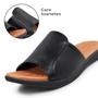 Imagem de Chinelo Slide Feminino Preto Couro Detalhes Laser - AF0303