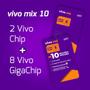Imagem de Chip Vivo Kit 10: 2 Chip S/ Recarga+8 C/ R10 De Recarga