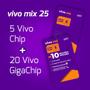 Imagem de Chip Vivo Kit 25: 5 Chip S/ Recarga + 20 C/ R10 De Recarga