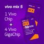 Imagem de Chip Vivo Kit 5: 1 Chip S/ Recarga+4 C/ R10 De Recarga