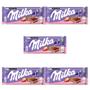 Imagem de Chocolate Milka Morango Barra Kit com 5 Unidades de 100g