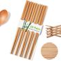 Imagem de Chopsticks Reutilizáveis Chineses Natural Bamboo Chopsticks 9.8"/25cm Long Lightweight Madeira Chopstick Set for Restaurant Eating Cooking -10 Pares presente Define Lava-louças estilo Japão seguro