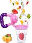Imagem de Chupeta Alimentadora Mordedor Porta Frutas para Bebês Bico de Silicone Rosa