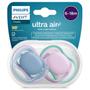 Imagem de Chupeta ultra air dupla lisa azul e rosa 6-18m philips avent