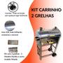 Imagem de Churrasqueira A Bafo Grande Inox Kit 2 Grelhas Parrila Moeda