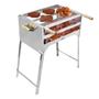 Imagem de Churrasqueira A Carvão Tradicional Com Grelha Cabo de Madeira Portátil 60X40cm Inox 430 Resistente
