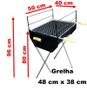 Imagem de Churrasqueira  Porcão Com Grelha com 3 Aturas Portátil Aberta Com Suporte A Carvão Pés Desmontáveis 50x40 Móvel Camping
