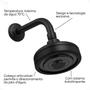 Imagem de Chuveiro rainha auto limpante abs com cano inox preto fosco