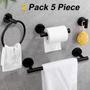 Imagem de Cilee 10 Peça Matte Preto Banheiro Conjunto acessório, 24inch black towel bar +towel ring +toilet paper holder+ Robe Towel Hook, SUS304 Inoxidável Aço Inoxidável Conjunto de hardware do banheiro