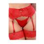 Imagem de Cinta Liga Corpete Com Meias 7/8 Perneira Lingerie Vermelho