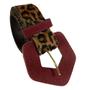 Imagem de Cinto Feminino Animal Onça Retro Com Fivela Triangular Bordo