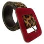 Imagem de Cinto Feminino Largo Animal Print Onça Com Fivela Quadrada