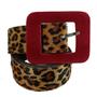 Imagem de Cinto Feminino Largo Animal Print Onça Com Fivela Quadrada
