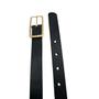 Imagem de Cinto Feminino Preto Couro Legítimo Fivela Retangular Dourado 2 cm de Largura Moda Blogueira Luxo Mulher Namorada Mãe Presente