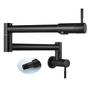 Imagem de Cinwiny Pot Filler Faucet Wall Mount Matte Black Kitchen Restaurant Sink Stretchable Commercial Faucet with Folding Double Joint Swing Arm Single Hole Two Handles NPT Inoxidless Steel