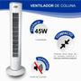 Imagem de Circulador de Ar Silencioso Ventilador Torre Coluna Giratória 3 Velocidades