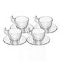 Imagem de Cj 4 xicaras cha cristal ecologico c/pires bird 180ml wolff