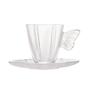 Imagem de Cj 4 xícaras de Cha de vidro c/ Pires Butterfly 180 ml wolff