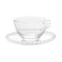 Imagem de Cj 4 Xícaras P/Chá C/Pires Cristal Pearl Bolinha Transparente 180ml Wolff