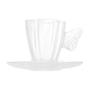 Imagem de Cj 4 Xícaras P/Chá C/Pires de Vidro Butterfly Transparente 180ml Wolff