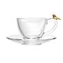 Imagem de Cj 4 Xícaras P/Chá C/Pires de Vidro Golden Bird Transparente 180ml Wolff