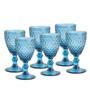 Imagem de CJ 6 TACAS P/AGUA DE VIDRO SODO-CALCICO BICO DE ABACAXI AZUL 325ml