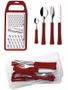 Imagem de Cj. Inova 18 Peças com Pote com Ralador e Kit de Talheres em Aço Inox/Plástico Vermelho - Di Solle